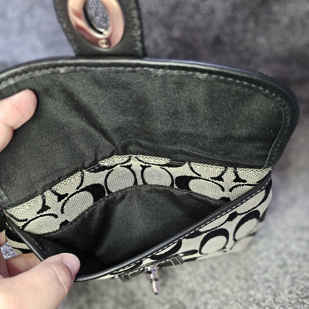 Coach Turn Lock Black and Gray Signature Wristlet - Picture 5 of 6